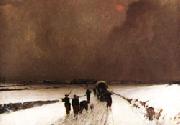 Fleury Chenu The Stragglers Impression of Snow Norge oil painting reproduction
